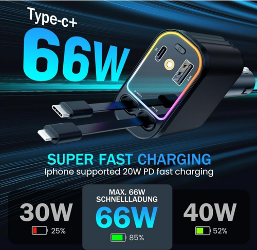 Chargeur voiture retractable